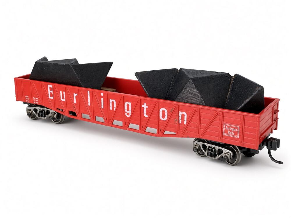 Vintage HO Scale Burlington Gondola w/ Coal Load